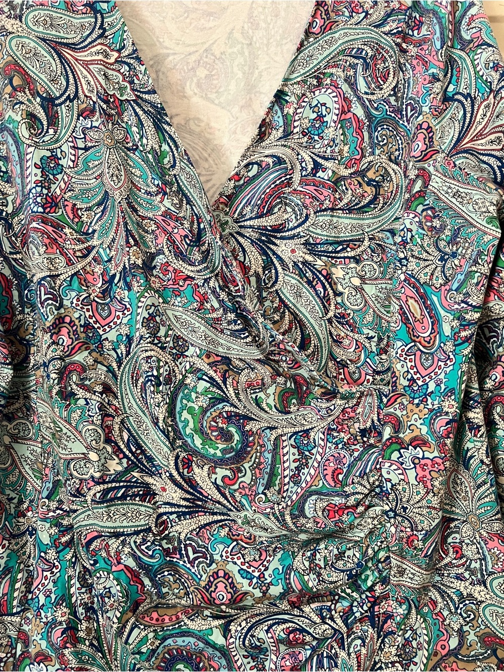 Talbots Multicolor Paisley Wrap Blouse SIZE 1X